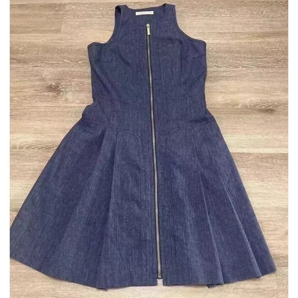 Michael Kors Indigo Blue Tank Dress Pleated Skirt Medium Zipper‎ Indigo *sample*